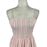 AQUA Pink Striped Maxi Sleeveless Spaghetti Straps Long Dress 100% Cotton Small Photo 2