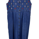 Jane Ashley Vintage  Button Front Denim Jumper Dress Womens Large Blue Cotton Photo 0