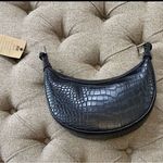 Leather Crocodile Embossed Bag Black Photo 4