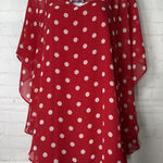 Cato EST 1946 Chiffon Top Womens 22/24W Red White Polka Dot Overlay Flutter Photo 0