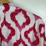 John Mark Ikat Linen Blend Button Down Shirt Size PXL Boho Artsy Resort Colorful White Photo 2