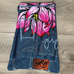 INKnBURN Blue Denim Pocket Graphic Pink Floral Bike Active Shorts Size Medium Photo 2