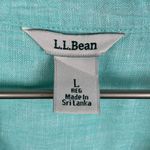 L.L. Bean Premium Washable Linen Long Tunic Top Size Large 100% Linen Fair Aqua Blue Photo 4