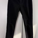 EXPRESS  Black MidRise Skinny Jeans Distressed Raw Hem Size 6 | Grunge Chic | Y2K Photo 0