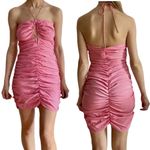ZARA  Barbie Pink Ruched Cutout Halter Mini Dress Sz XL Women Photo 2