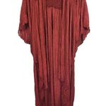 Free People Angelica Open Front Smocked Cardigan in Burgundy Photo 0