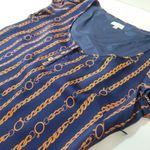 Shoshanna  Silk Chain-link Print Shift Mini Dress Short Sleeves Photo 9