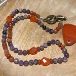 Energy Muse Strength Red Jasper, Carnelian, Sunstone & Charoite Beaded Necklace Photo 3
