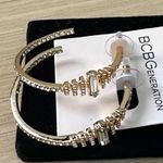 BCBGeneration Gold and Silver Crystal Pave’ Hoop Earrings Photo 1