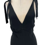 Aritzia Wilfred Tie Shoulder Sleeve Black Midi Dress Sleeveless Slip Size Small Photo 2