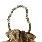 Designer Evening Clutch Beaded Handle Drawstring Pouch Bag Gold Photo 2