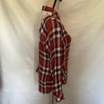 LINDA ANDERSON Crochet Back Plaid Womens Shirt Sz Small Western Festival Orange Photo 4