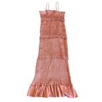 Mable x Pinkblush Mauve Smocked Satin Dress Tiered Spaghetti Strap Size Medium Pink Photo 7