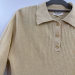 Vintage Norm Thompson linen blend short sleeve polo sweater size S Small Cream Photo 1