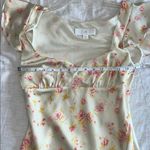 ZARA  FLORAL SATIN SHORT DRESS LACE Size XS Yellow Photo 6