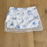 Danielle Guizio GUIZIO Mini Skirt Lace Floral Sweet Rose Size M Ivory Blue Photo 5
