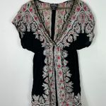 Angie Boho Tunic Dress S Black Pink Paisley Print Festival Ethnic Hippie Fairy Photo 0
