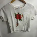 Boys Lie  White Tee with Red Floral Design Photo 1