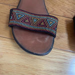 Sesto Meucci Beaded Black Flat Sandals with ankle strap made in Italy, size 7.5 Photo 10