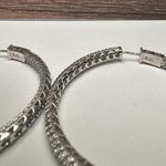 Kenneth Jay Lane Pave Crystal Hoop Pierced Earrings Signed KJL Silver Photo 4