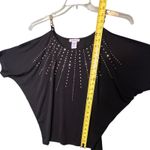 K. Jordan Shirt Womens Large Black Rhinestone Cold Shoulder Chain Strap Batwing Photo 4