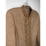Eccoci Wool Silk Cashmere dressy Jacket with Embroidered Trim fall winter Size 0 Tan Photo 13