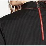 ZARA Pinstriped Frilled Top Ruffle Striped High Mock Neck Peplum Back Zip Blouse Photo 3