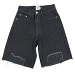 Princess Polly  - High Waist Distressed Denim Shorts in Black Photo 0