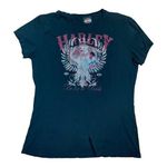 Harley Davidson women's medium short sleeve bling tee graphic black moto biker Photo 0