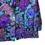VTG Blair Boutique 80s / 90s Vintage Vibrant Purple Floral Shirt Blazer Jacket Size L Photo 3
