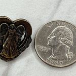 Heart Guardian Angel Bronze Tone Flair Pin Pinback Photo 1