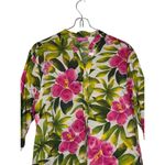 Pappagallo Women Top Tropical 3/4 Tie Sleeve Sand Hibiscus V Photo 3