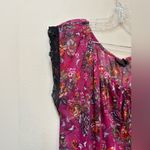 Self Esteem Vintage Y2K Sheer Floral Blouse Lace Trim Magenta L  Photo 2