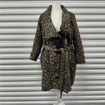 Fashion to figure  Womens Coat Size 0(XL) Leopard Belted Wrap Jacket Animal Print Photo 1