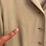 Due Per Due Olive green 100% silk button up long blazer jacket Size 10 Photo 3