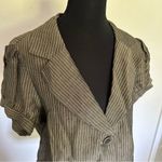 Italian Y2K Brown Pinstripe Short Sleeve Blazer with Puff Sleeves Size L Photo 2
