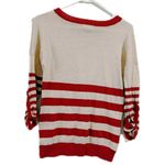 Pink Rose Red and Cream Crew Neck Sweater with Stripes Photo 1