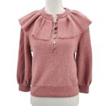 Ba&sh  Hoa Ruffle Collar Blush Pink Sweater Wool Mohair Blend 1E22HOA Size Medium Photo 0