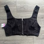 Avec Les Filles NEW  Black Purple Pinstripe Sleeveless Summer Crop Top Size L Photo 1