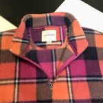 American Eagle Multicolor Plaid Jacket Fleece Sherpa 1/4 Zip Drawstring Waist L Photo 2