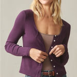 American Giant Women's Luxe Rib Square Neck Cardigan Purple Photo 0