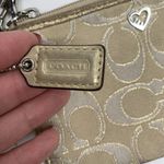 Coach Poppy Wristlet Wallet Signature C Tan Metallic Detail Trim Zippy With Fob Photo 3