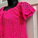 Lilly Pulitzer Hot Pink Short Sleeves Lined Eyelet Blouse XS Photo 6