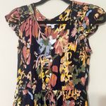 New Directions sz petite medium spring blooms hi low flutter sleeve midi dress Black Photo 2