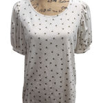 89th + Madison Women's Palm Tree Print Puff Sleeve Top, Size L/G White Size L Photo 0