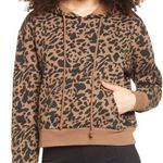 BP NWT Tan/Brown Leopard Print Long Sleeve Drawstring Cropped Pullover Photo 0