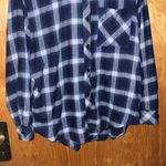 Wild Fable Oversized  Blue and White Plaid Flannel Button Down Shirt - Size S Photo 2