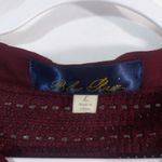 Blue Rain  Anorak Vest Crochet Back Panel Pockets Button Burgundy Red Tan Size L Photo 4