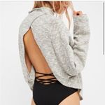 Free People Beach Long Sleeve Mock Neck Open Back Grey Heathered Sweater Photo 2