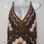 ISSHU Beaded Tank Top Sleeveless‎ Knit Chevron Pattern Medium Brown Photo 1
